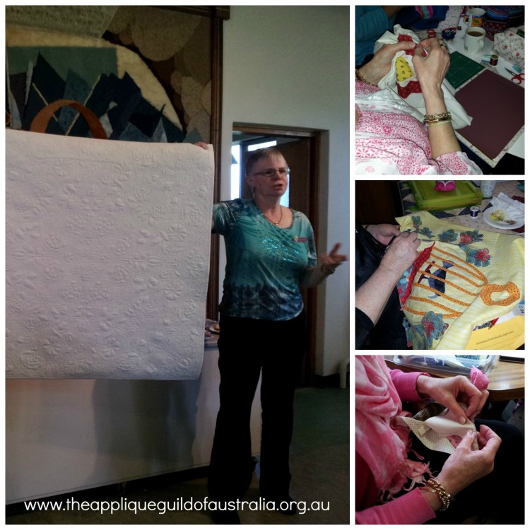 Julie Adamson and some of the lovely work by TAG members.