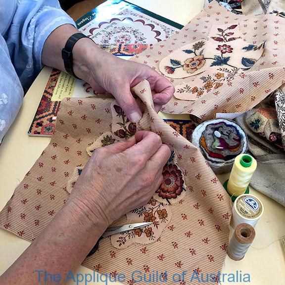 image of Margaret demonstrating Cut out Chintz applique